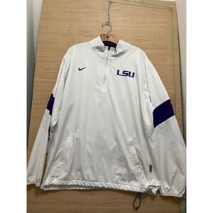 Nike LSU Tigers Storm-Fit Quarter Zip Windbreaker Jacket White Mens Large L
